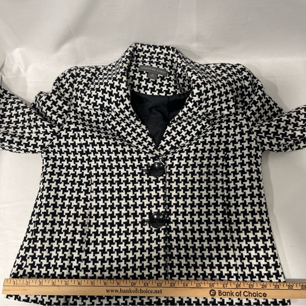 Josephine Blazer Jacket Womens Black / White Patterned  2 Button Front Size 6 - Picture 11 of 13